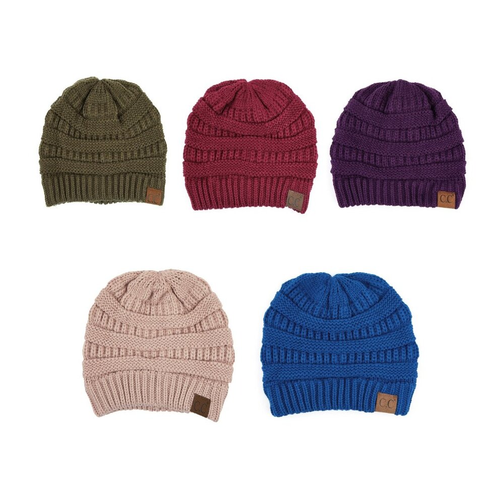 2. C.C Ribbed Knit Beanie with Fuzzy Lining | Cozy Winter Hat NWT - OS